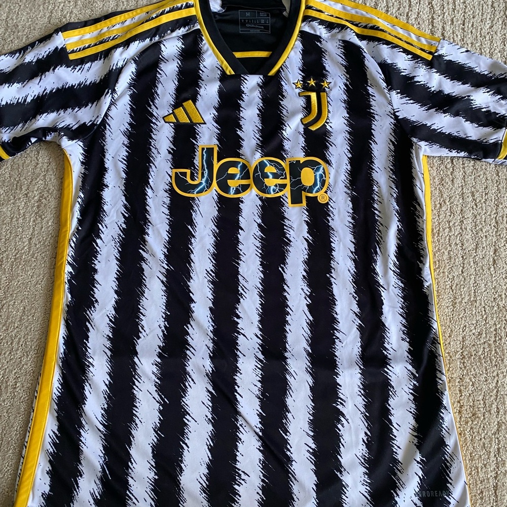 Adidas Black and Yellow Slim Fit Juventus Jersey